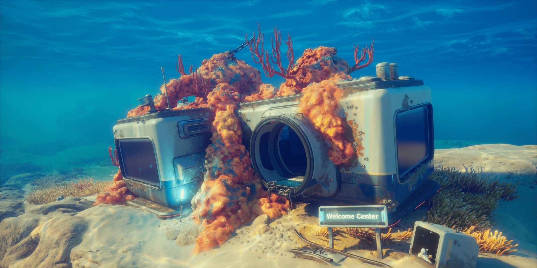 A sea lab appears under water.