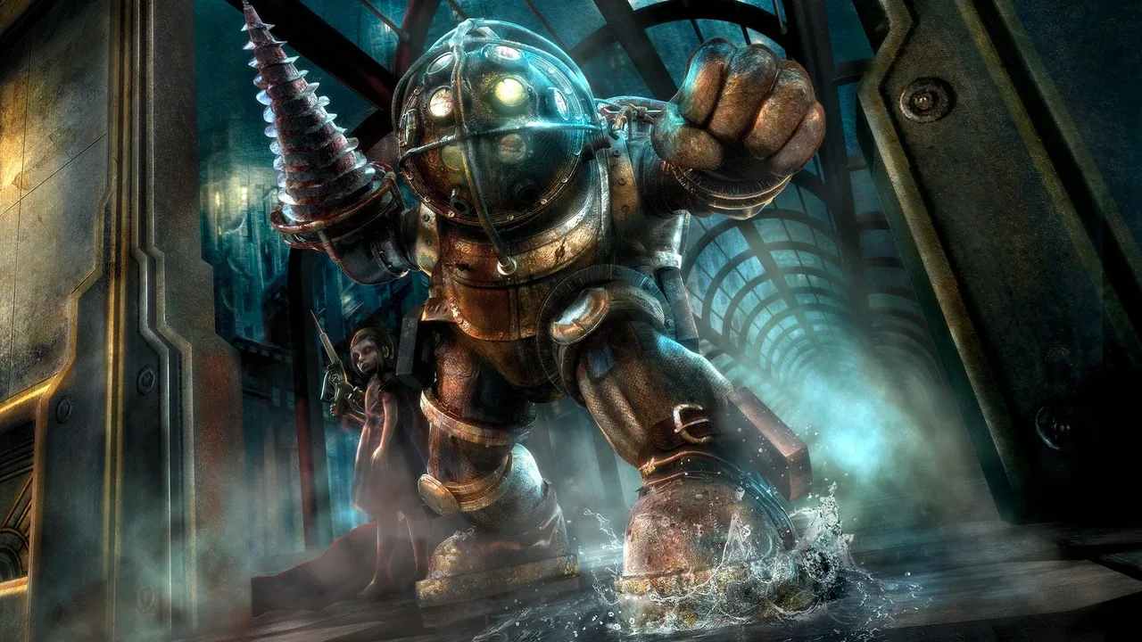 BioShock art shows a Big Daddy.
