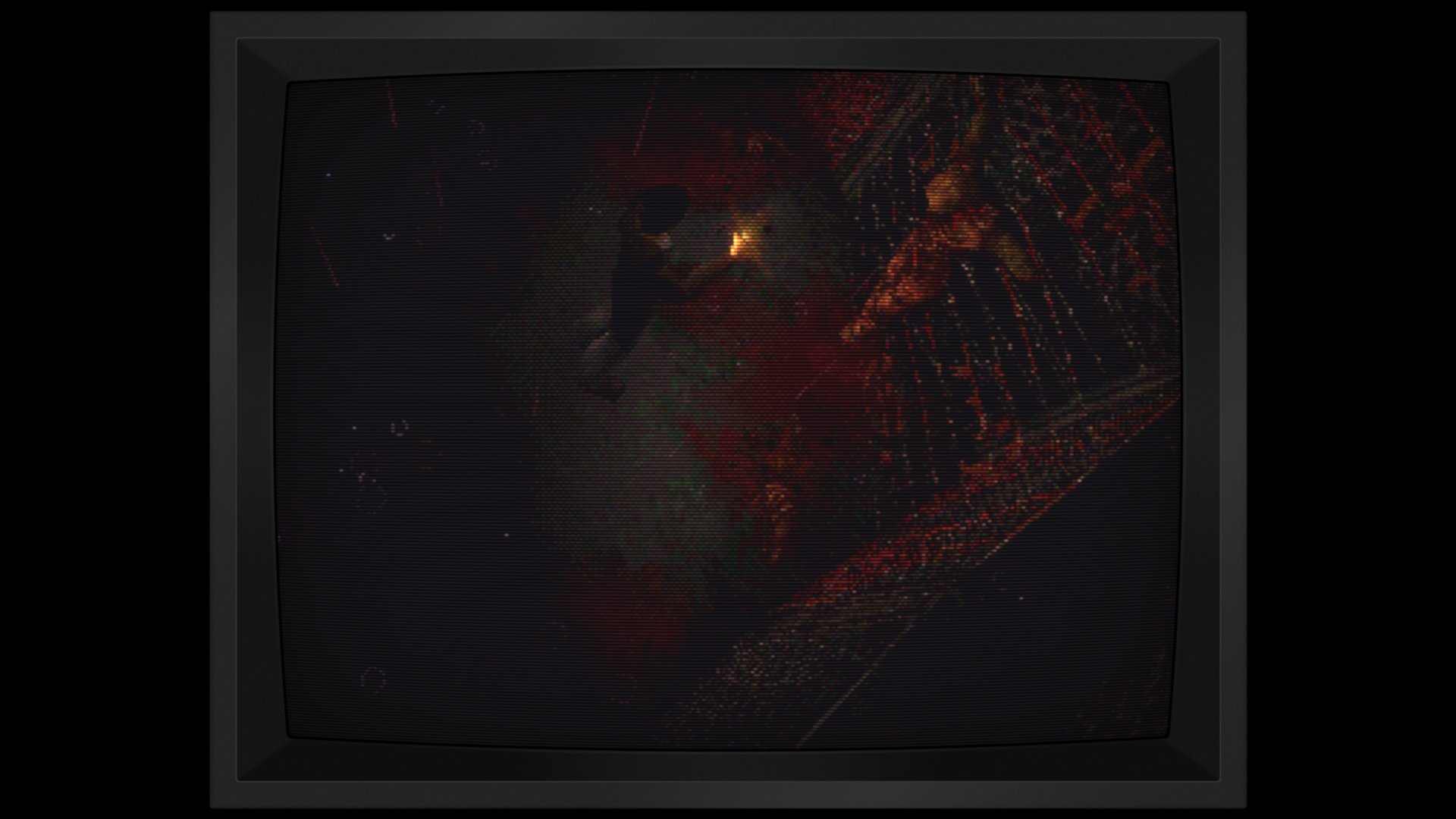 Harry Mason holds up a lighter to a corpse mutilated and strung up on a fence.