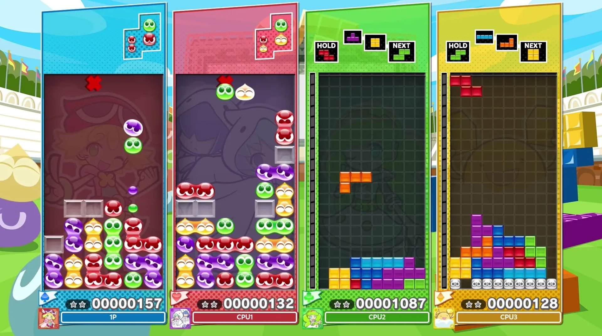 A screenshot shows multiple instances of Tetris.